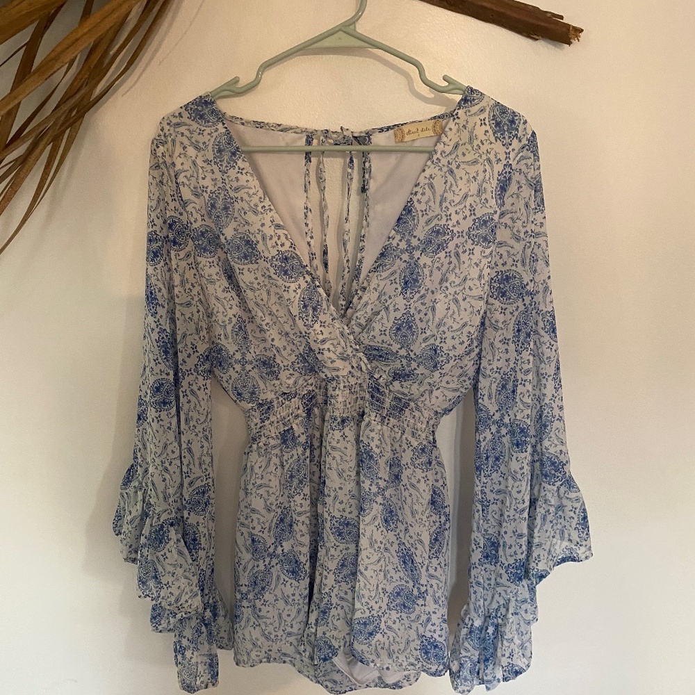Blue paisley romper